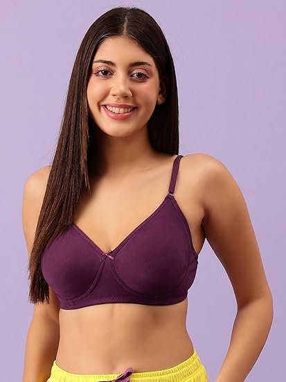 Clovia Women’s Soft Cotton Full-Coverage Wire-Free T-Shirt Bra – Non-Padded Comfort Fit